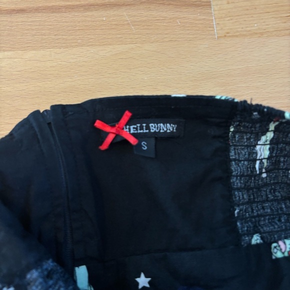 Hell Bunny Zombie Pinup Halter Dress Small Black Retro Rockabilly Tattoo Print - Picture 7 of 10